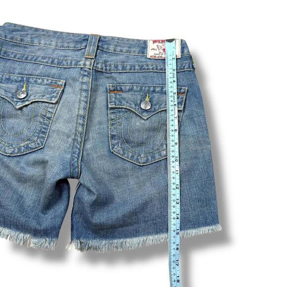 New True Religion Women’s Cutoff Denim Shorts Distressed Y2K Made In USA Size 27 - Picture 8 of 8